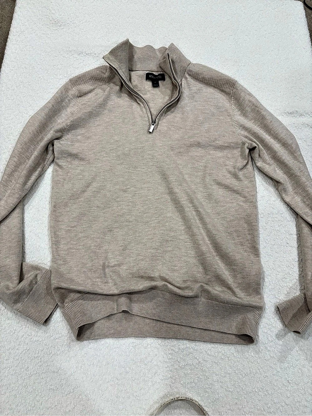 RW&CO Beige Quarter-Zip Sweater Size Small